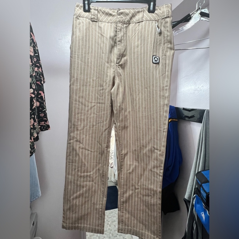 Forever 21 x Airwalk women pants, white and beige stripes, size L